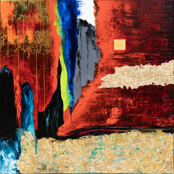Alejandro and Porus - 100x100 cm (oil-gold-canvas)