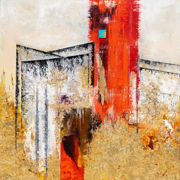 In the Footsteps of Aristotle - 120x120 cm (oil-gold-canvas)