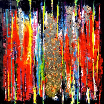 "És Isten megáldotta a Földet..." - 120x120 cm - olaj-arany-előnyomott vászon