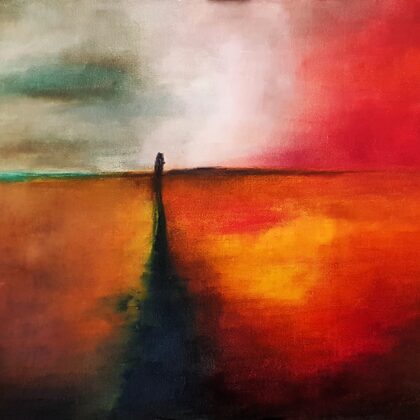 Úton - 50x70 cm, olaj vásznon