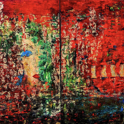 Sába királynője - diptichon, 2x160x140 cm, olaj és arany vásznon