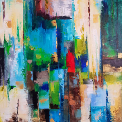 Olajfaliget Gironában - 50x50 cm, olaj vásznon