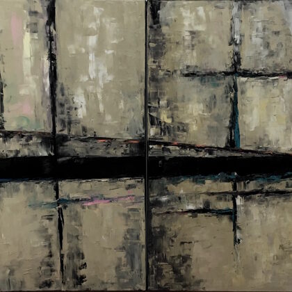 Rejtett járat (diptichon) - 2x100x100 cm, olaj és arany vásznon