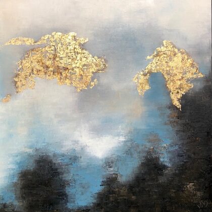 The house of sky and earth - É-temen-anki - 100x100 cm, oil gold canvas