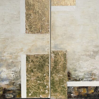 Zikkuratu (diptichon) - 2x60x60 cm, oil gold canvas