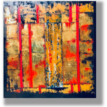 Zikkurat - 107x107 cm, oil gold canvas