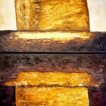 Golden sails (diptichon) - 2x60x60 cm, oil gold canvas