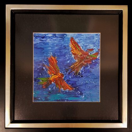 Phoenix birds-study - 20x20 cm, oil paper
