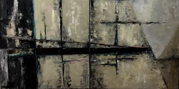 Rejtett járat (diptichon) - 2x100x100 cm, olaj és arany vásznon
