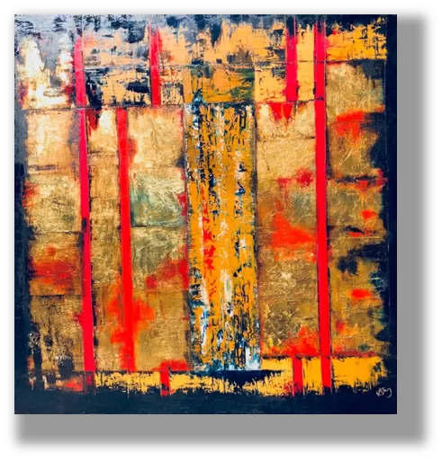 Zikkurat - 107x107 cm, olaj arany vásznon