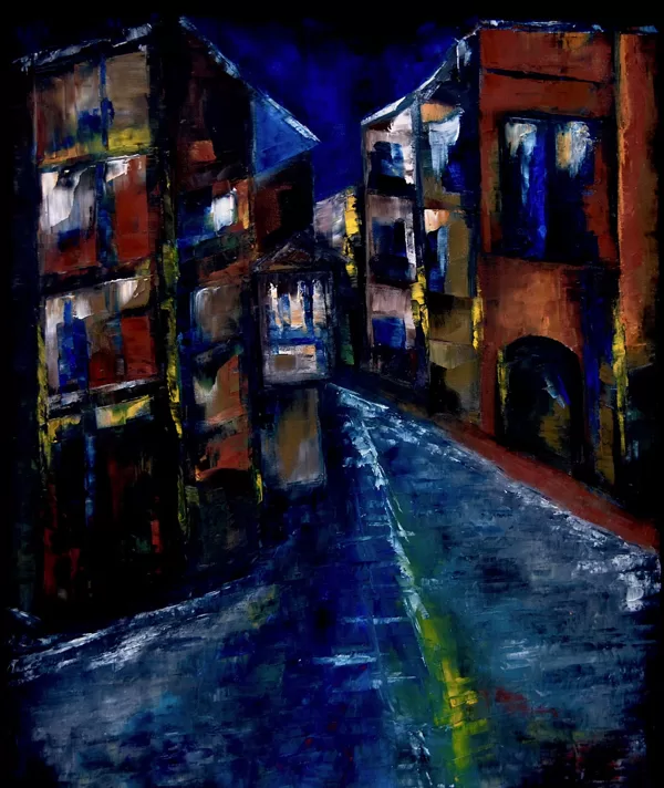 Éjszaka Velencében - 85x70 cm, olaj vásznon