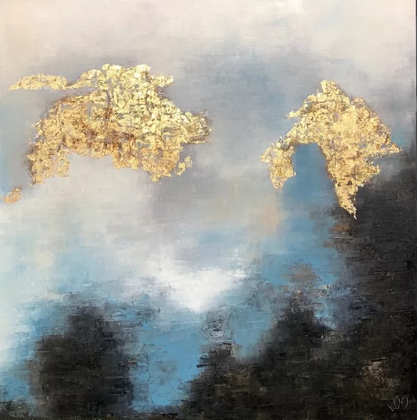 Ég és föld háza - É-temen-anki  -  100x100 cm, olaj és arany vásznon