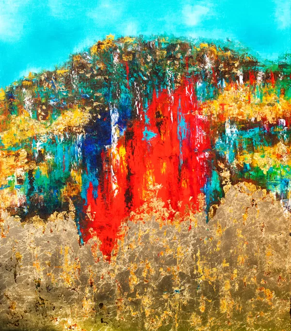 MM Édenkert - 140x120 cm - olaj-arany-előnyomott vászon