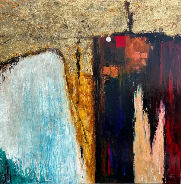 "Eljő az idő, eljő a vezér is..." - 100x100 cm, olaj-arany-vászon