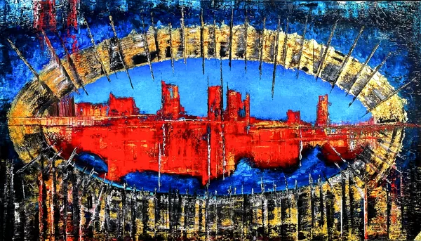 A jóslat - Delphoi tündöklése és bukása - 160x280 cm - olaj-arany-vászon