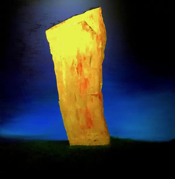 Kőpallos - 120x120 cm, olaj és arany vásznon