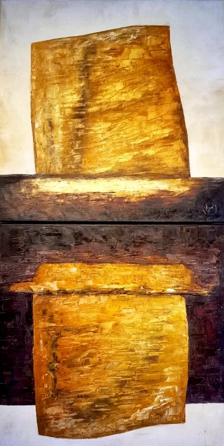 Arany vitorlák - diptichon 2x60x60 cm, olaj és arany vásznon