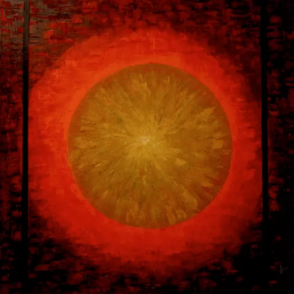 Pajzs - 100x100 cm, olaj vásznon