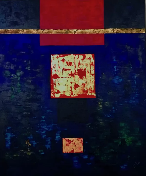 Ókút - 120x100 cm, olaj és arany vásznon
