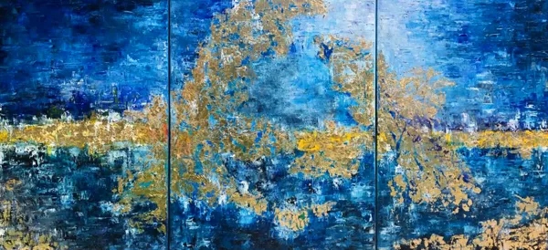 Albatrosz - triptichon (Arktika ciklus) - 80x55 + 80x65 + 80x55 cm, olaj és arany vásznon