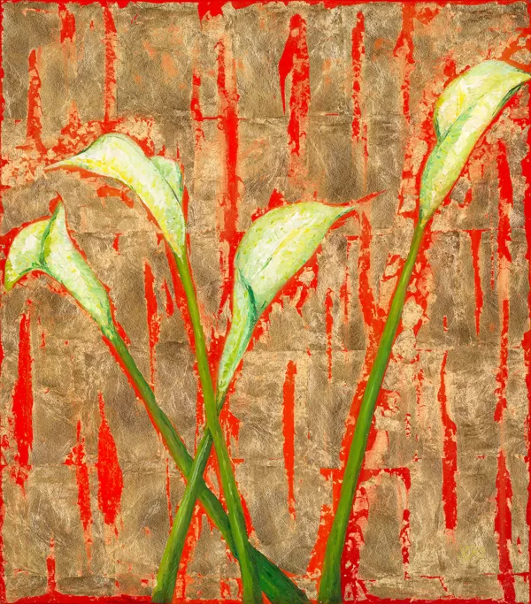 Esküvő - 80x70 cm, olaj és arany vásznon