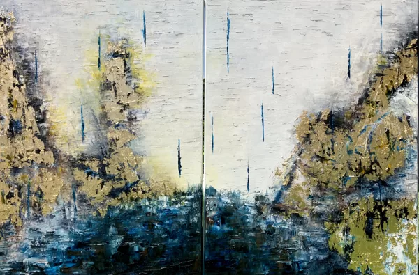 Ezékiel látomása - diptichon (Ószövetség ciklus), 2x80x60 cm, olaj és arany vásznon