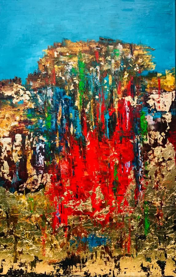 Éden (Ószövetség ciklus) - 100x65 cm, olaj és arany vásznon