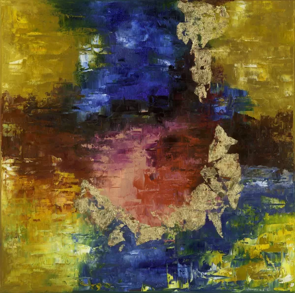 Termékeny félhold tanulmány - 50x50 cm, olaj és arany vásznon