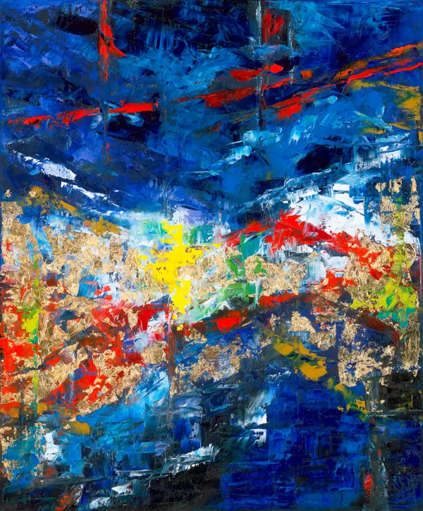 Aurora Borealis - 60x50 cm, olaj és arany vásznon, Arktika ciklus