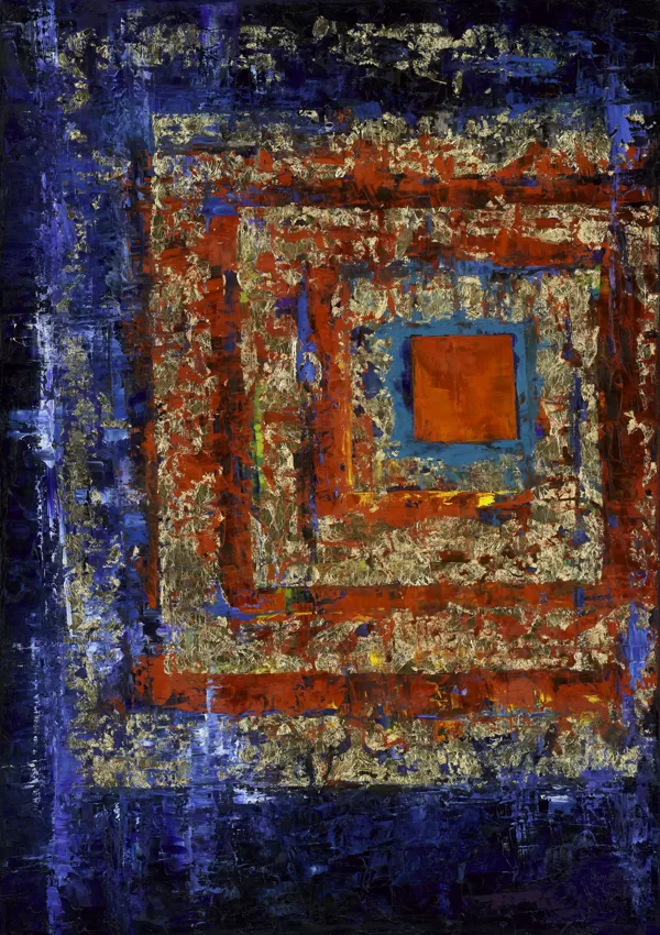 Cyber Karma - 100x70 cm, olaj és arany vásznon