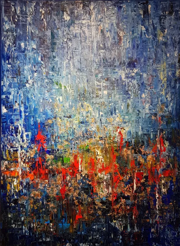 Eső - 80x60 cm, olaj és arany vásznon