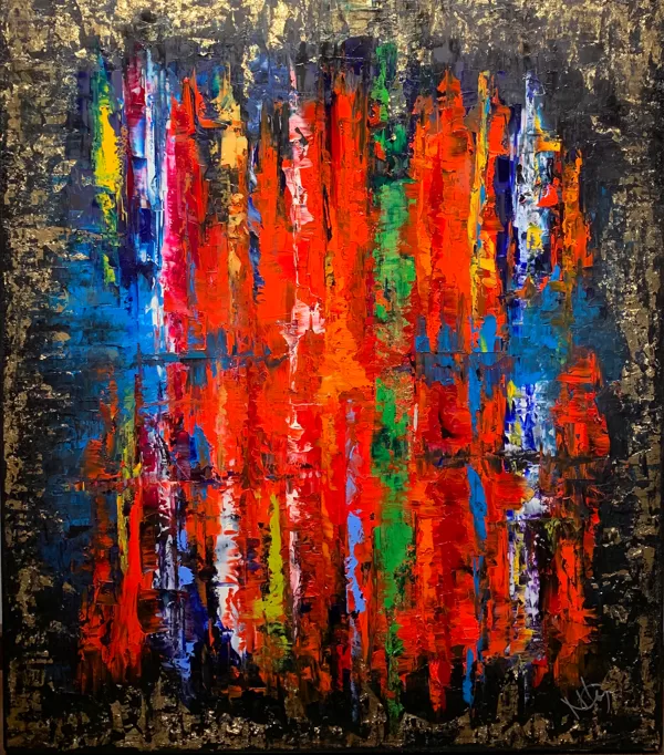 Szupernova - 80x70 cm, olaj és arany vásznon