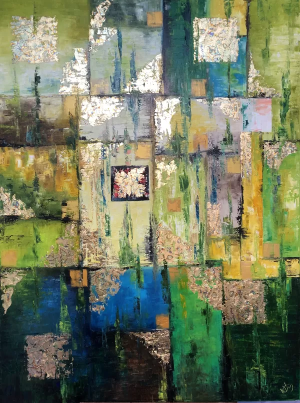 Szemiramisz kertje - 120x90 cm, olaj és arany vásznon