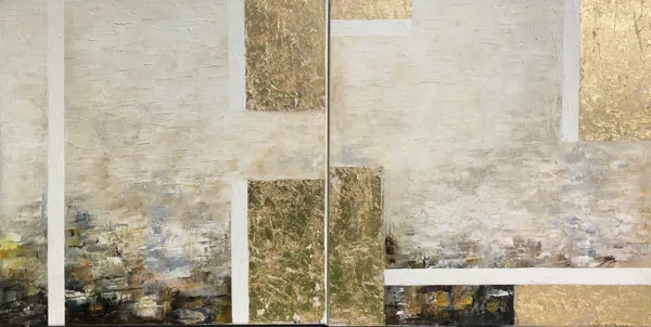 Zikkuratu (diptichon) - 2x60x60 cm, olaj és arany vásznon