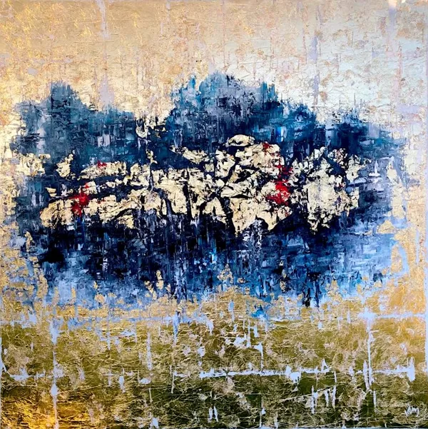 A hatodik tábla - Gilgames balladája (Enkidu győzelme) - 120x120 cm, olaj és arany vásznon