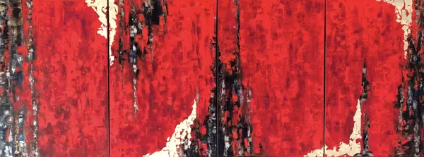Akkádok földjén (quadrichon) - 4x90x60 cm, olaj és arany vásznon