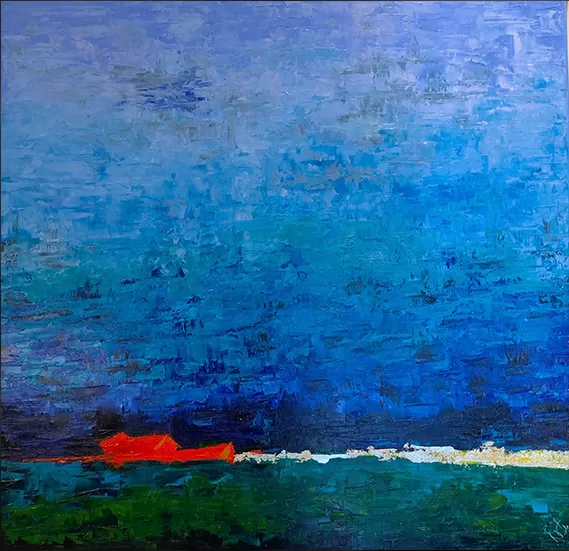 Új horizont - 100x100 cm, olaj vásznon