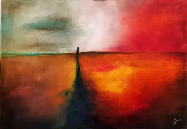 Úton - 50x70 cm, olaj vásznon