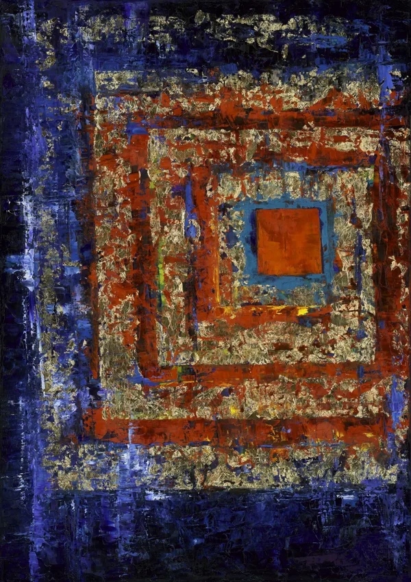Cyber Karma - 100x70 cm, oil gold canvas