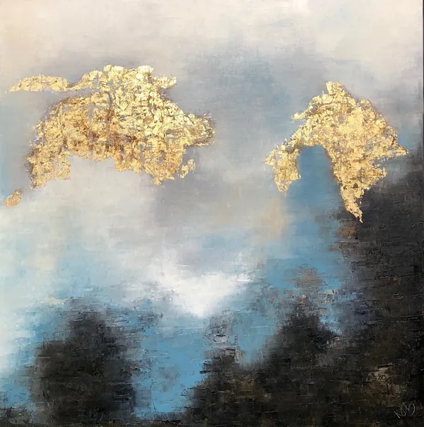 The house of sky and earth - É-temen-anki - 100x100 cm, oil gold canvas