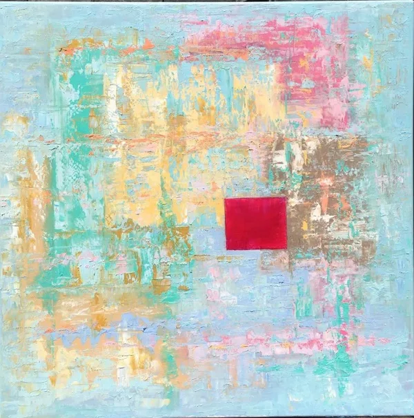 The big reef - 70x70 cm, oil gold canvas