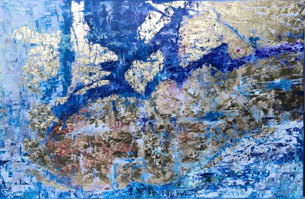 Fjord - 95x145 cm, oil gold canvas