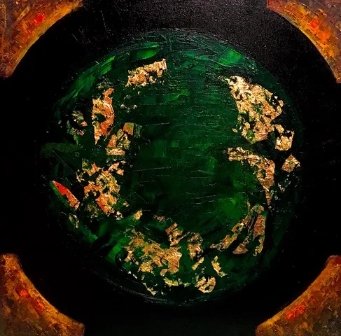 Games of thrones III. - 40x40 cm, oil gold canvas
