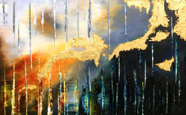 MM Kilencedik tábla - 100x160 cm - olaj-arany-előnyomott vászon