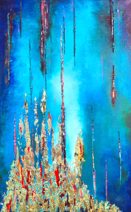 MM A Teremtés - 160x100 cm - olaj-arany-előnyomott vászon
